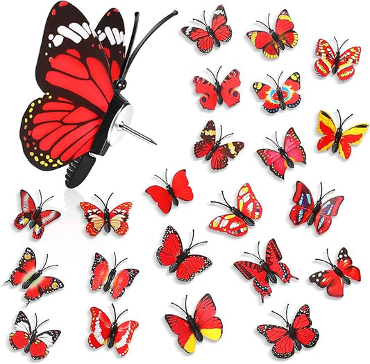 50Packs Butterfly Thumb Tacks Decorative Push Pins Cute Thumb Tacks Red Pushpins for Cork Board Thumbtacks for Hanging for Board Bulletin Wall in Cubicle Office Cubicle Decor Decorations