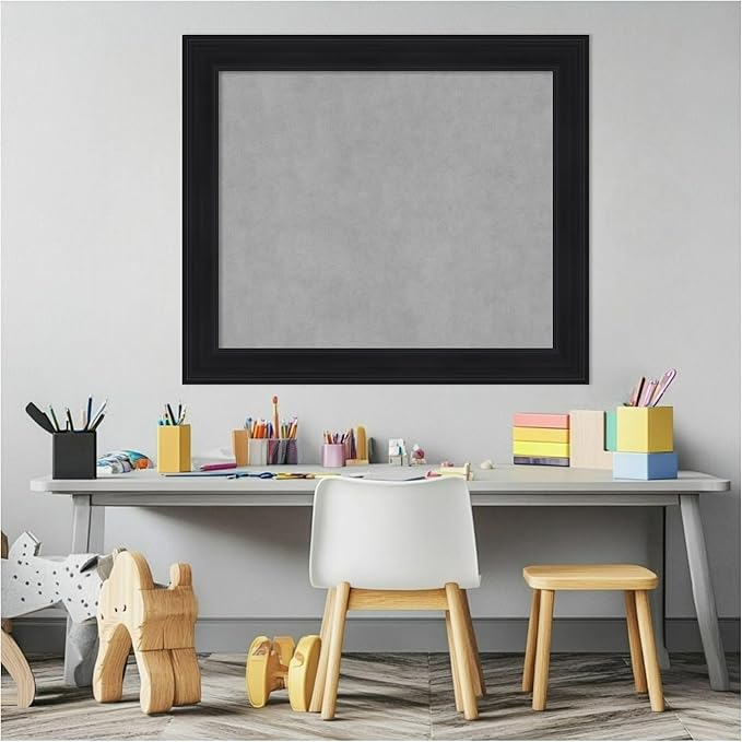 Amanti Art Black Framed Magnetic Board 25x29 Medium Vision Board for use with Magnets, 100% Metal Sheet to Display Items as Office Decor or for Home Organization in mudroom, Kitchen or Kids Room