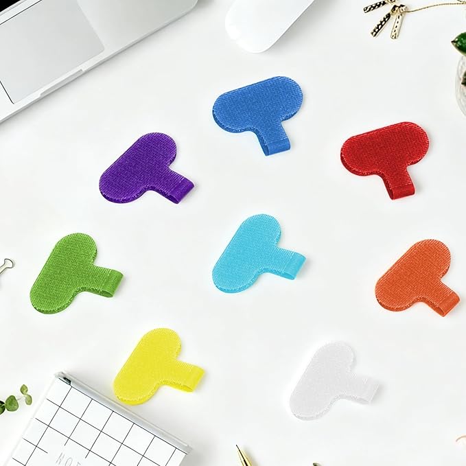 CllyCnny Cable Lables Tags: 32 Pcs Multi Color Write On Cord Tags Wire Organizer Ties for Cable Management and Identification
