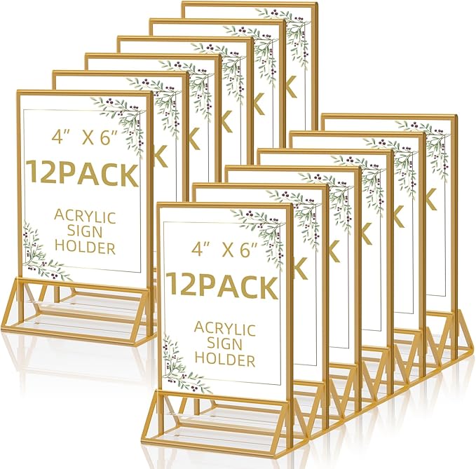 PPH-Sisy Acrylic Sign Holder 4 x 6 Double Sided Acrylic Frames Display Stand Clear Table Flyer Holder，Plastic Paper Holder for Home Office Shop