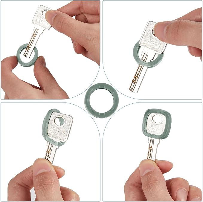 Blulu 80 Pcs Key Labels Key Color Covers Caps Tags Covers Set Plastic Keys Identifier Rings Toppers for Tags Organization House, 2 Styles(5 Morandi Color)