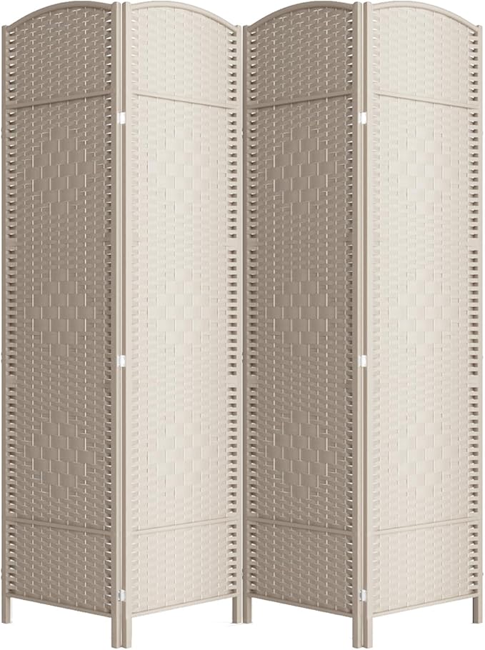 Cocosica 4 Panel Room Divider,6Ft Folding Privacy Screen,Tall - Extra Wide Foldable Panel Partition Wall Divider with Diamond Double-Weaved Hand-Woven Design Room Screen Divider