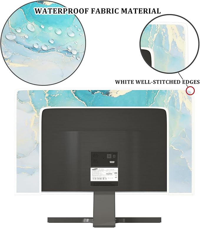 Baocicco Blue Green Marble TV Display Screen Cover 40, 41, 42，43 Inch Creative Anti-Static Dustproof Monitor Accessories Laptop LCD Cover Modern Screen Television Decoration for LED LCD OLED TVs
