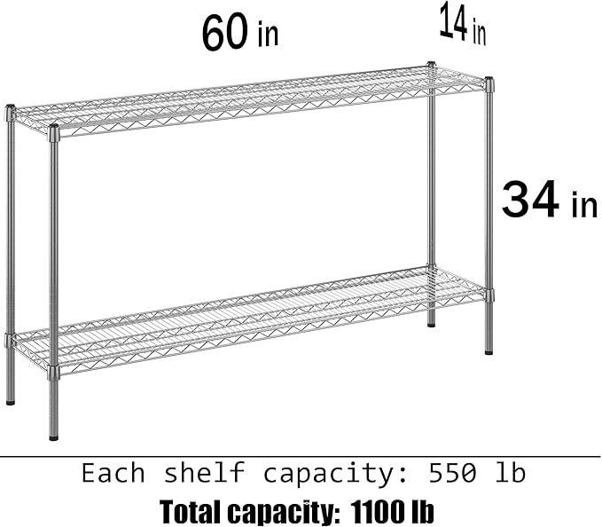 Regal Altair 14" Deep x 60" Wide x 34" Height Wire Shelving Kit | 2-Tier | NSF Commercial Storage Rack Unit