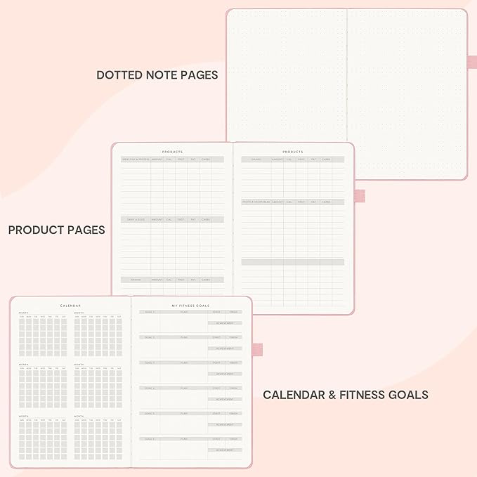 &And Per Se Fitness Workout Journal for Men & Women, Workout Log Book Planner with Daily Diet, Gym Exercise & Training Trackers - Undated, A5 Size, Leather Hardcover (Rose Gold)