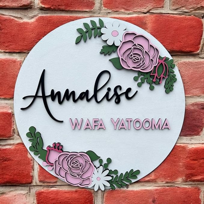 Personalized name wall decor for girls room, Newborn Girl Nursery Decor, Infant Room Sign, Flower Room Sign, Wall Decor for infant nursery, Baby Girl Gift, Newborn Gift (Floral Theme)