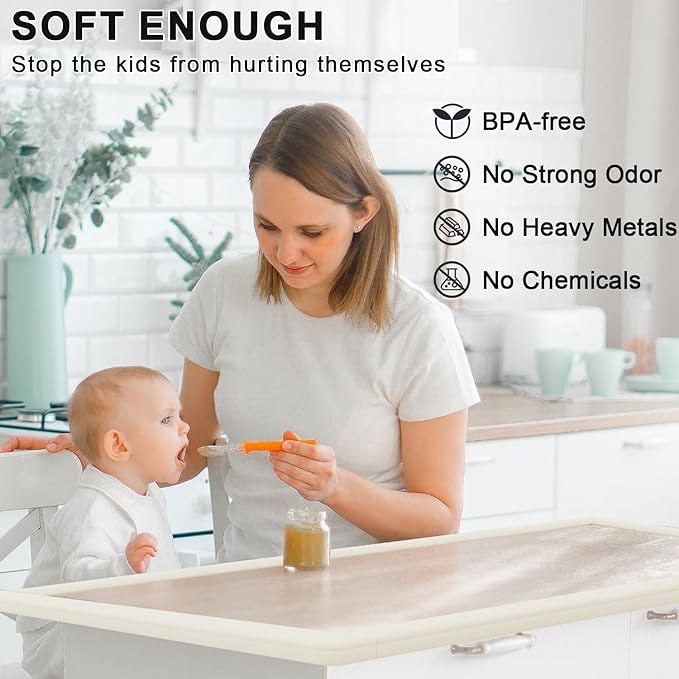 Baby Proof Corners and Edges Protector 8.2ft (Large 7.5ft Edge+4 Corner Guard), Fireplace Baby Proofing Bumper, Heavy-Duty Soft NBR Foam Edge Corner Protector for Furniture Table, Childsafe/Pre-Taped