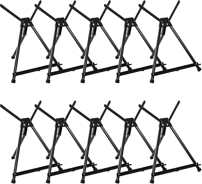 MEEDEN 10 Pcs Artist Tabletop Display Easel, Aluminum Tripod Easel for Painting, Collapsible Folding Frame Easel, Portable Lightweight Table Top Easel Stand, Hold Canvas Up to 24" x 30"