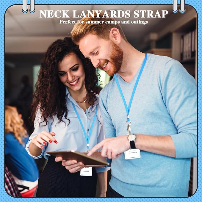 Patelai 120 Pcs Lanyards for ID Badges Neck Lanyard Bulk with Clip and Swivel Hooks Lanyard Keychain for Keys Name Tags (Blue)