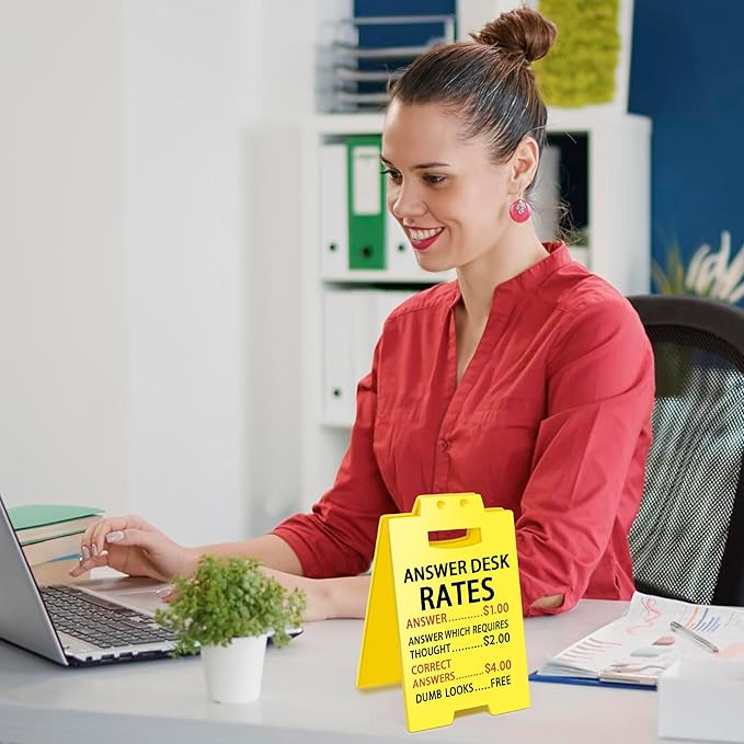 Smilelife Funny Office Cubicle Decor Answer Desk Rates Desk Sign Team Office Gag Gifts for Coworker Teammate Employee Boss Manager
