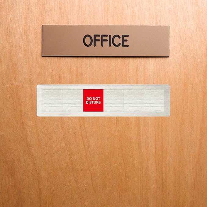 Privacy Door Sign, Do Not Disturb/Please Knock/Out of Office/in a Meeting/Back Soon/Working Remotely Sign That Lets Others Know Whether You're Available Or Not For Office-Brushed Silver-Stainless Steel-10 x 2.5 inches