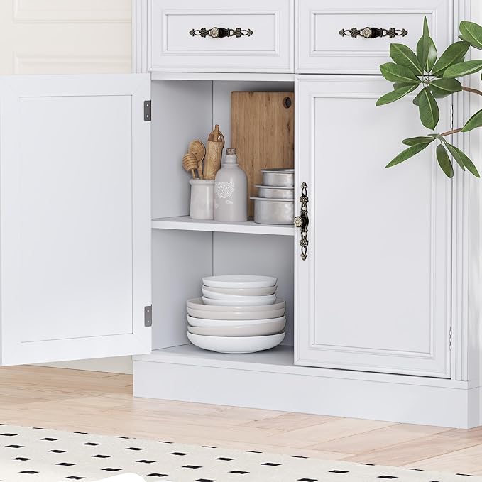 BORNOON 71.4" Tall Bookshelf with Drawers & Cabinet, 5-Tier Floor Standing Bookcase with Storage Doors, Adjustable Shelves & Metal Handles, 31.5" Wide Organizer for Home Office, Living Room