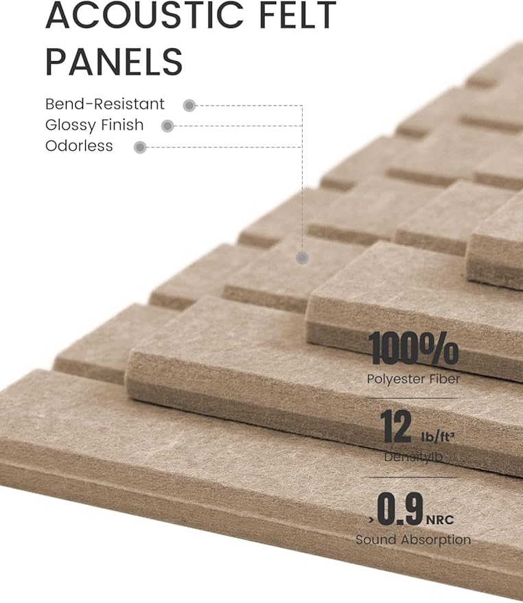 Large Felt Bulletin Board 48" x 36" Cork Board Alternative-12 Pack with 70 Safe Removable Adhesive Tabs, Cork Boards for Walls Cork Board for Home Office Classroom Pin Board-Taupe