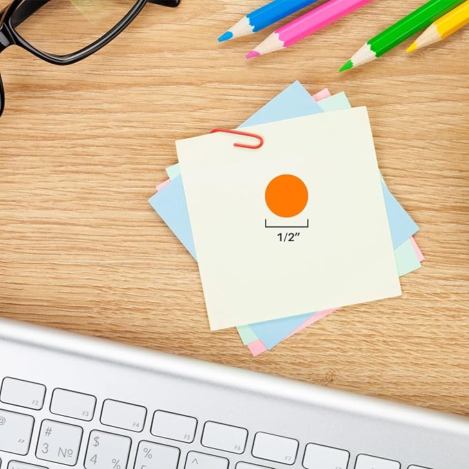 ChromaLabel 1/2 Inch Circle Sticker Labels, Easy to Write On Color Coding Labels, Removable Sticky Dots - 1000 Dot Label Stickers per Dispenser Box, Orange Stickers