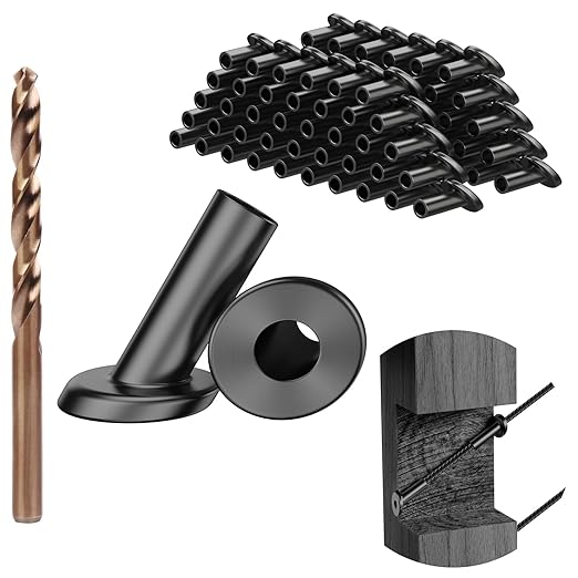 BLIKA 80 Pack 25 30 35 Degree 1/8" Black Cable Railing Angle Beveled Protector Sleeves, T316 Stainless Steel, Angle Protector Sleeves Deck Stair Cable Railing Hardware Kit for Wood Posts
