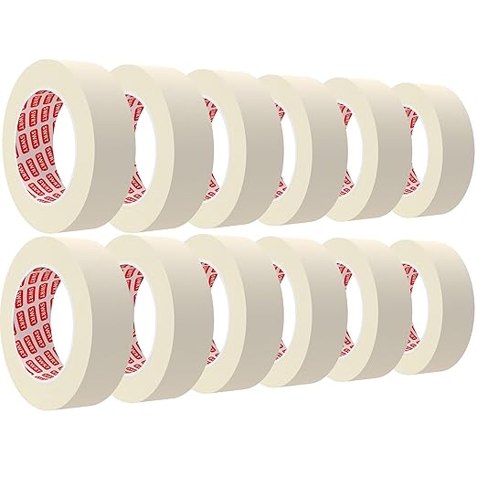 SWRT Masking Tape 1 Inch x 55 Yards x 12 Rolls, Bulk Adhesive Painting Tape for General Purpose Use, Crafts & Home Projects (660 Yards Total)