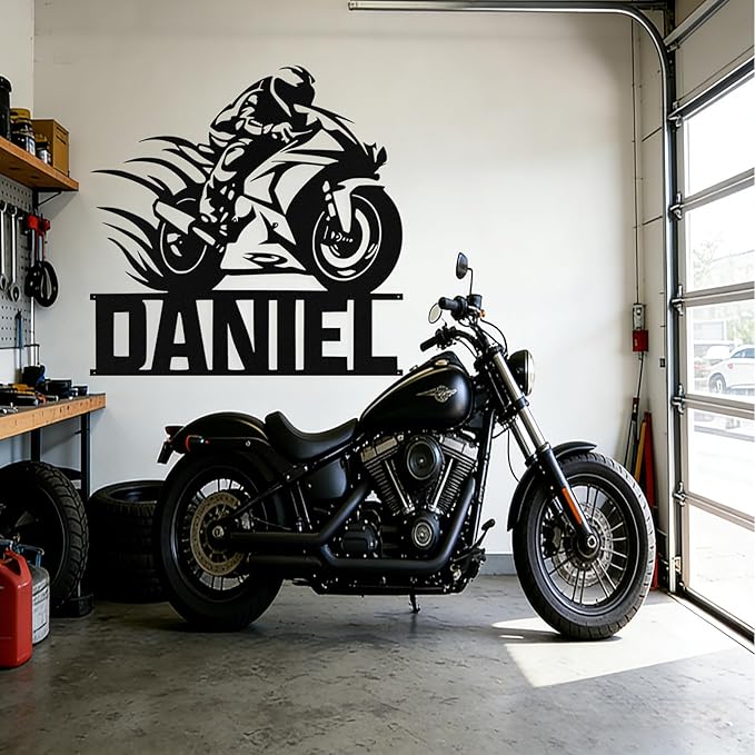 Custom Motorcycle Metal Signs Personalized Dirt Biker Name Sign Custom Garage Decor Motorbikes Wall Art Decor Motorcycle Sign Men Room Decorate Gifts for Men Husband Rider