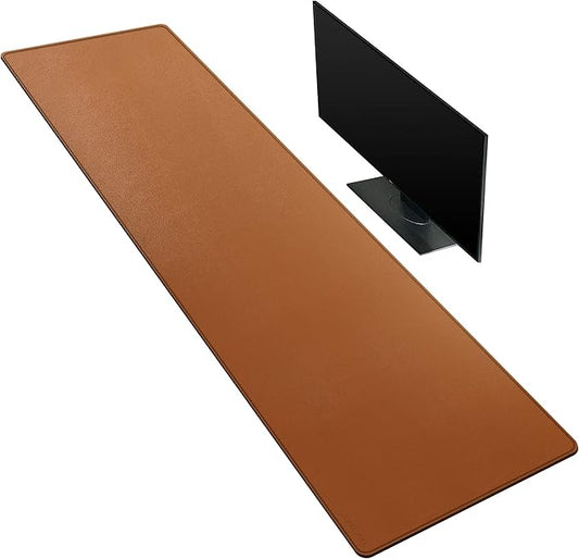 ZORESYN Waterproof PU Leather Desk Pad (63.0"x15.8") - Office Desk Mat for Keyboard and Mouse - Light Brown Extended Mouse Pad with Nonslip Base for Home & Office