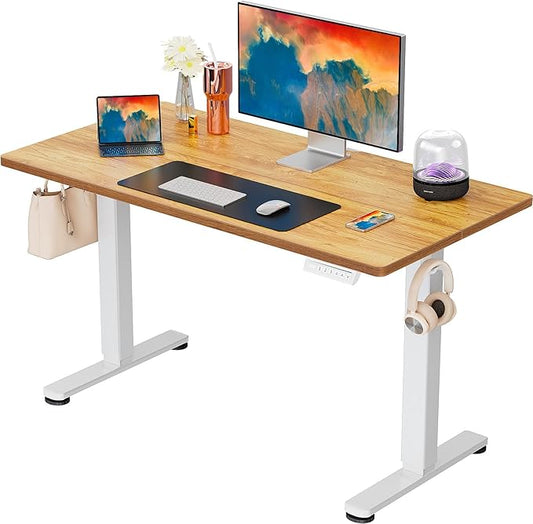 ErGear Electric Standing Desk, 44 x 24 Inches Height Adjustable Stand up Desk, Sit Stand Home Office Desk, with Two-Piece Desktop (Light Vintage Brown)