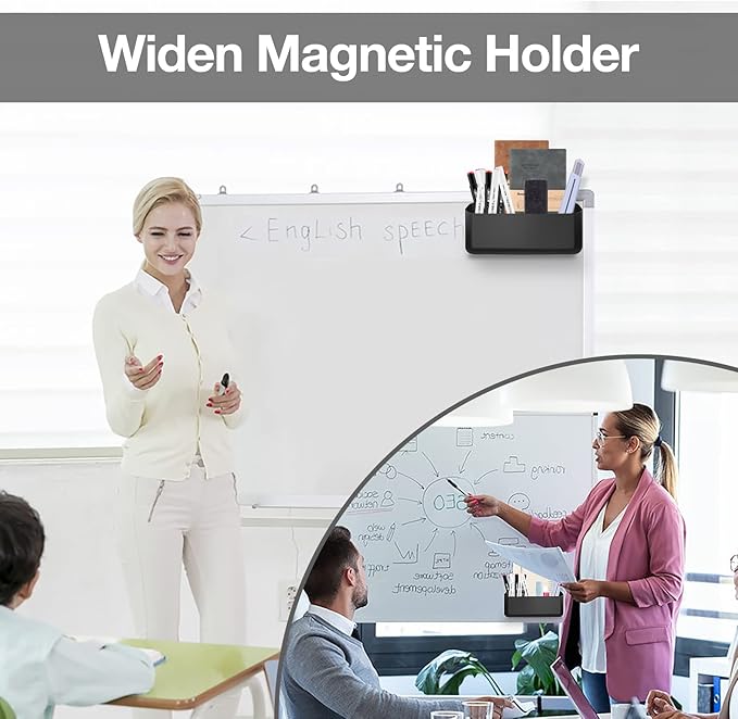 MoKo Magnetic Dry Erase Marker Holder, Widen Magnetic Marker Pen Storage for Whiteboard, Refrigerator, Locker, Laundry Storage Basket Lint Holder Bin for Dryer, Washing Machine, Black