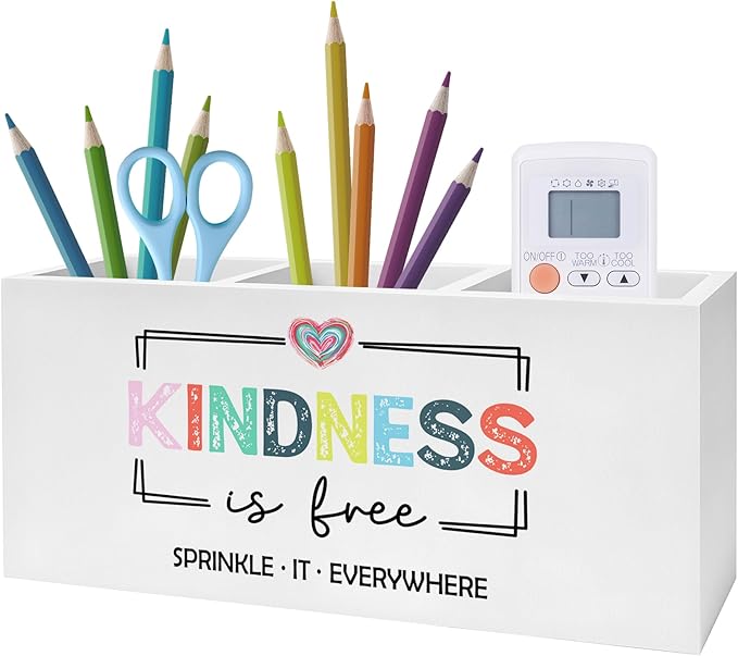 Exqcom Inspirational Mental Health Wellness Pen Pencil Holder, Kindness Gifts, Colorful Positive Motivational Makeup Brush Toothbrush Holder for Home Office Dorm Desk Accessories