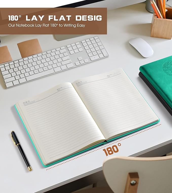 Biuwory Lined Journal Notebook for Women Men,256 Pages A4 Large Hardcover Leather Journals for Writing,Travel,Business,Work,School,College Ruled Notebooks for Note Taking, Diary Notepad 8.6"×11"
