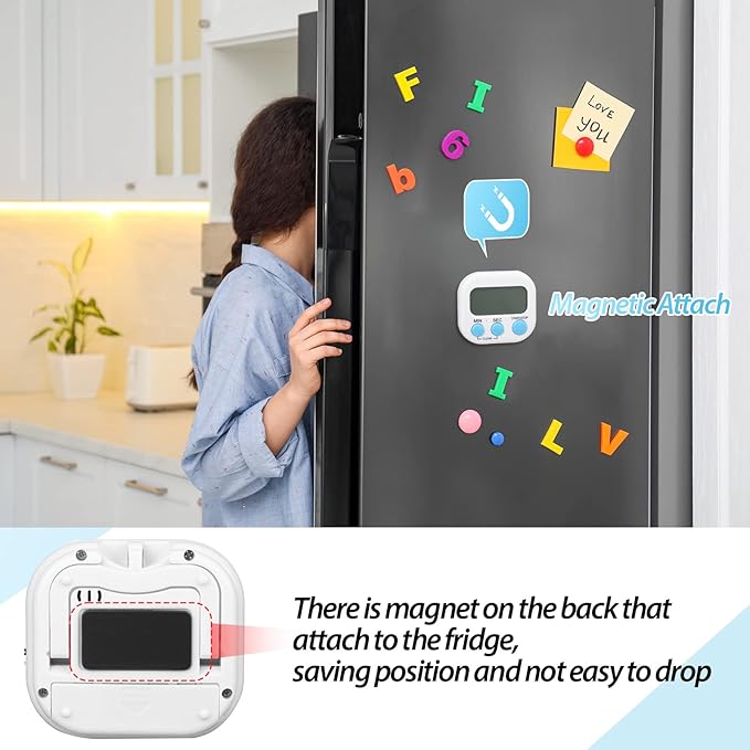 Weewooday 24 Pcs Digital Kitchen Timer Magnetic Timer Bulk On/Off Switch Minute Second Count up Countdown Loud Alarm for Exercise Cook Baking (White)