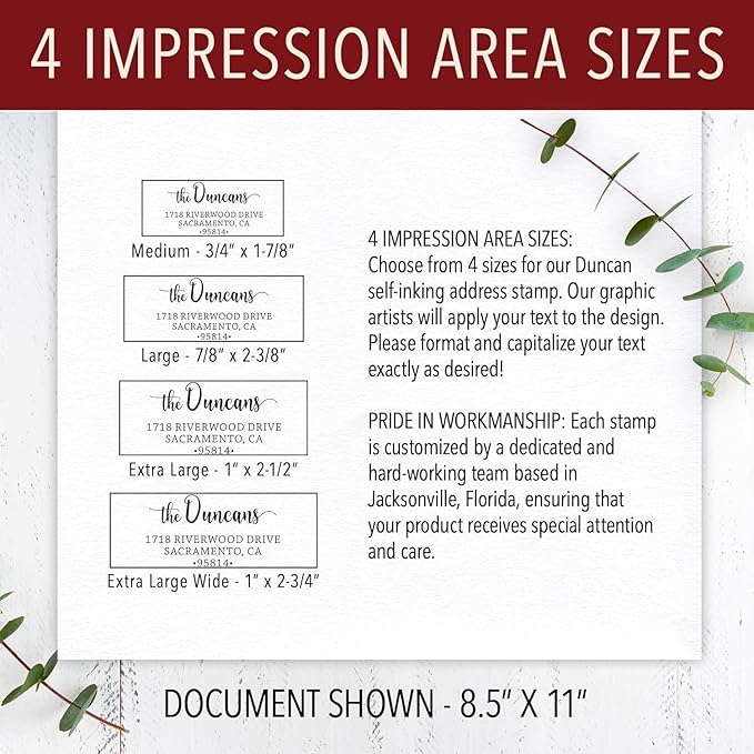 The Duncans Personalized Self-Inking Address Stamp | Envelope Return Address Stamp for Couples and Families | Custom Rubber Address Stamp (2, Xtra Large)