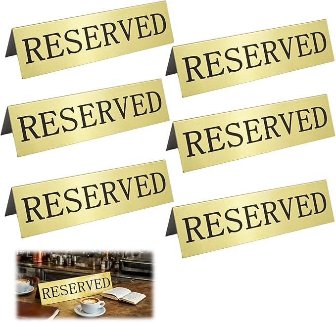 6PCS Reserved Table Signs Set,Reserved Seating Signs for Weddings and Important Events, Table Card Holders,Suitable for Reserving Seating in Restaurant Tables
