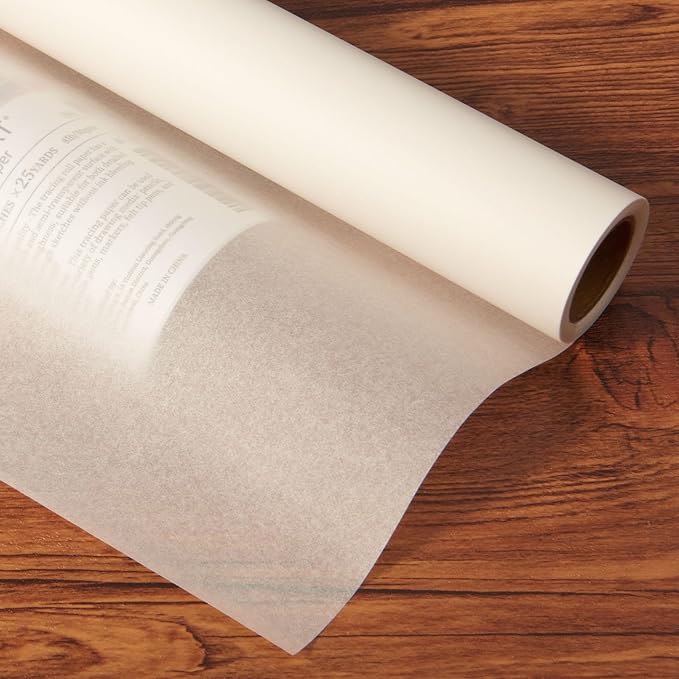 SEMLEART Tracing Paper Roll,24-inch x 50yard，White Translucent Vellum,Pattern Paper for Sewing, Drawing, Sketching, Gift Wrapping