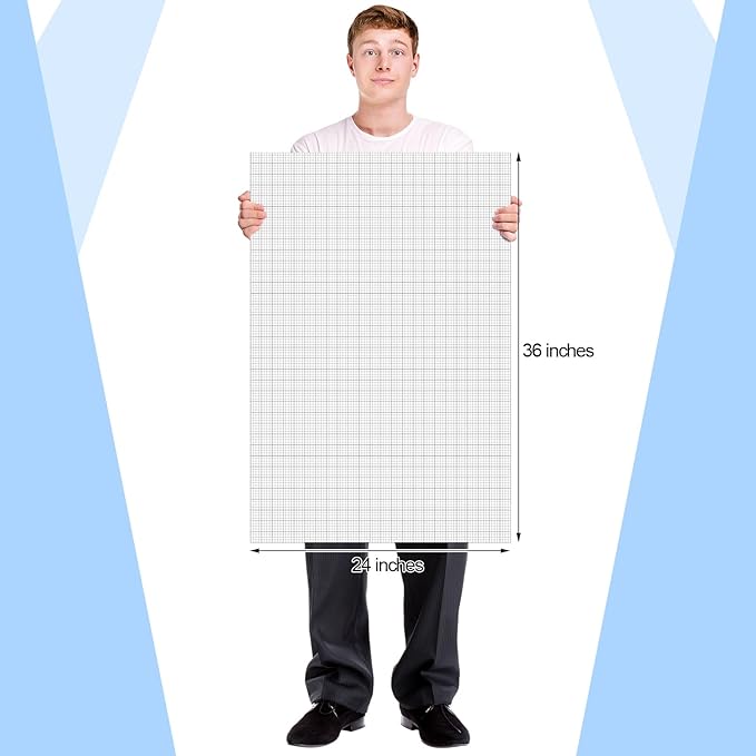 Fuyoooo 25 Sheet Graph Paper Pad 24" x 36" Large Graph 1" and 1/4" Ruled Grid Paper for Engineer Architect Designer Mathematician Draftsmen Sketch House Commercial Building Plan Drafting(White)