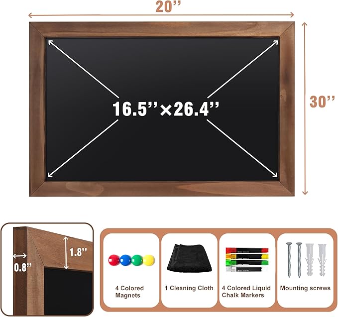 SELEAD 100% Real Wood Frame Magnetic Chalkboard Words Sign - 20" x 30" Rustic Wall Decor Bulletin Chalk Board for Home Kitchen, Business, Restaurant, Farmhouse
