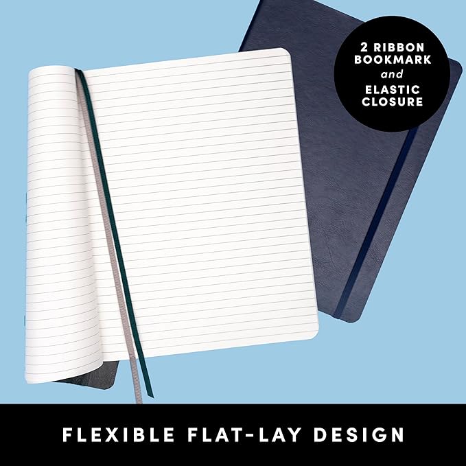 PAPERAGE Softcover Lined Journal Notebook (Teal), 160 Pages, Medium College Ruled Notebook, 5.6 inches x 7.9 inches - 100 GSM Thick Premium Paper, Soft Vegan Leather Journal for Home, Work & School
