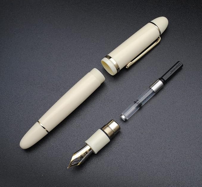 JINHAO X159 Fountain Pen (EF Nib 0.38mm, Ivory White with Gold Clip)