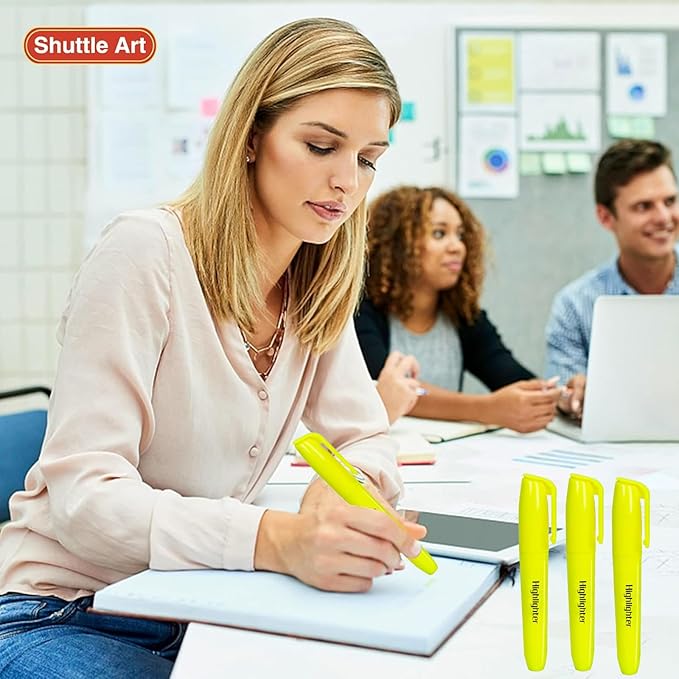 MGKO 30 Pack Bright Yellow Highlighters - No Bleed Formula,Soft Chisel Tip Markers Ideal for Office & School Use