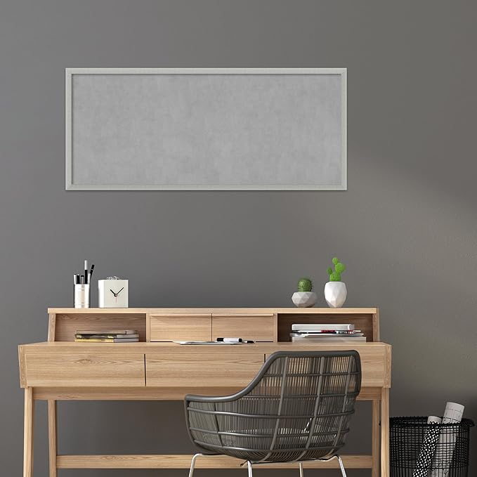 Amanti Art Silver Framed Magnetic Board 22x50 Oversize Vision Board for use with Magnets, 100% Metal Sheet to Display Items as Office Decor or for Home Organization in mudroom, Kitchen or Kids Room