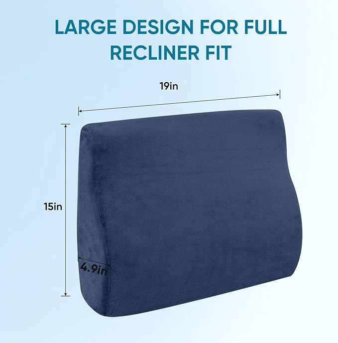 AHUAWA Back Support Pillow for Recliner Chair, Memory Foam Couch Back Cushions Ergonomic Large Lumbar Support Pillow for Lower Back Pain Relief, with Soft Velvet