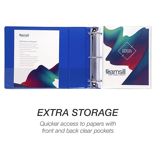 Samsill 3 Inch 3 Ring Binder, Made in USA, Economy Round Ring, Clear View Cover, 550 Sheet Capacity - for School, Home, Office -Dark Blue