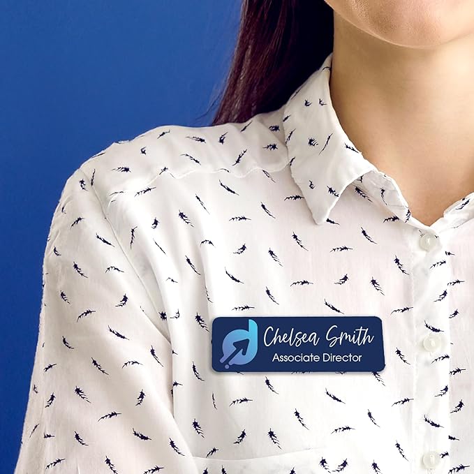 Custom Name Tag Full Color with Logo Magnetic Back | Name Badges for Business | Metal Name Tags ID Badges for Employees | Personalized Name Tags | Magnetic Name Tags Personalized (3x1 Inches)