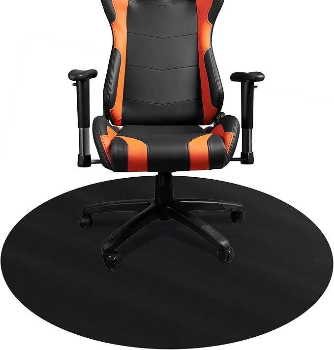 DESKU - Circle Gaming Chair Mat, Computer and Office Chair Mat for Hard Floors, Black, 46 Inches, Made in The USA