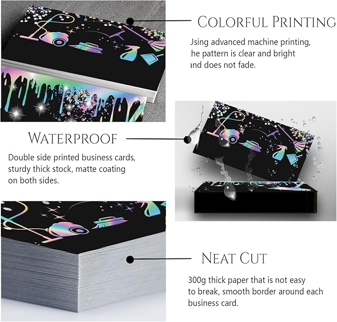 Custom Business Cards Personalized Business Cards for Small Business 300gsm Matte Paper Front & Back Sides Printed 3.5" x 2" - Cleaning Service Template