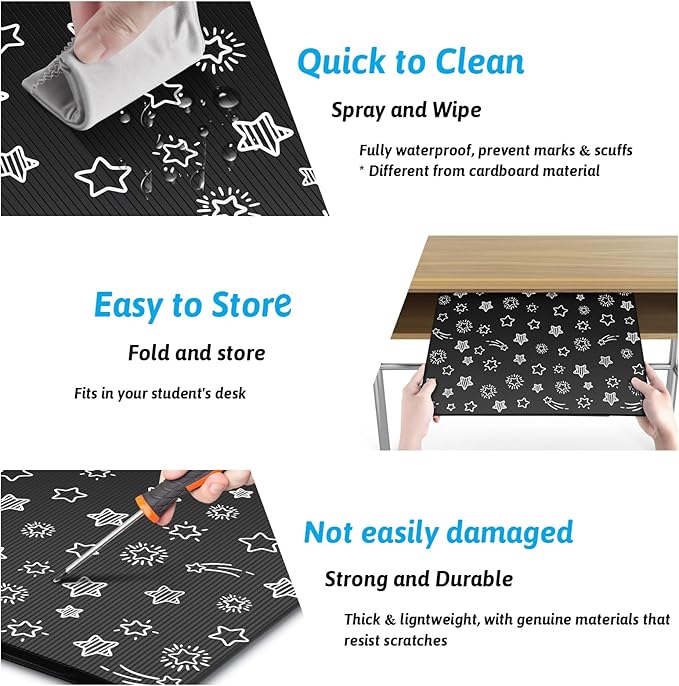 Black 24-Pack Desk Dividers for Students, Waterproof Plastic Study Carrel Divider, Durable Testing Dividers for Classroom Teacher Supplies, Easy to Clean Privacy Shield Folder Boards for Student Desk