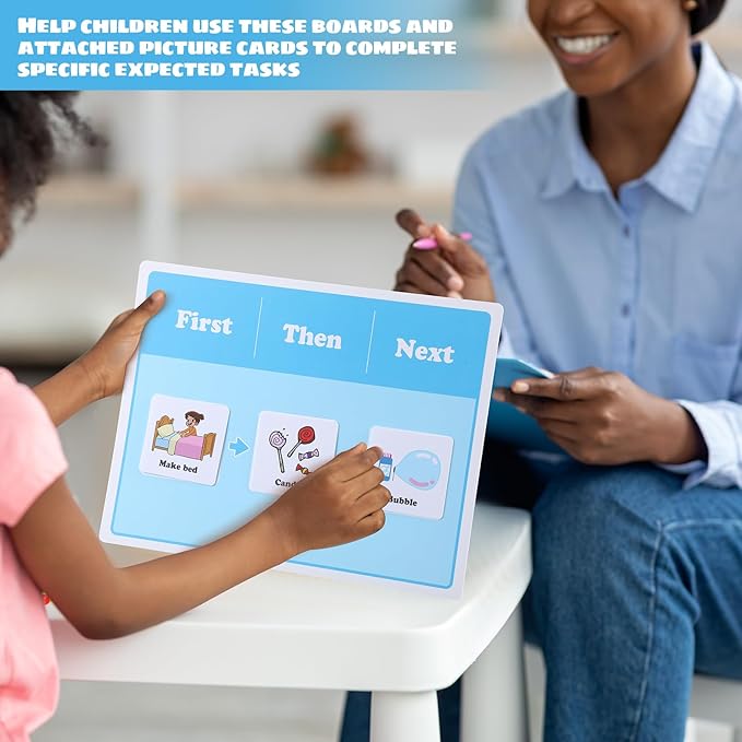 Ireer 1 Set First Then Visual Schedule for Kids 66 Communication Cards Autism Learning Materials for Special Education Classroom or at Home Kids Activity