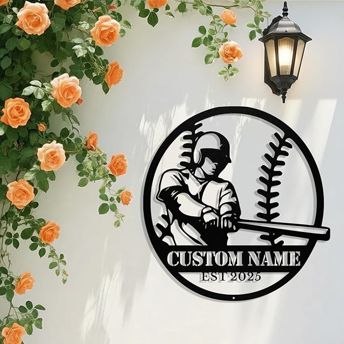 Personalized Baseball Metal Sign, Custom Baseball Signs Wall Art, Custom Name Sign for Player, Boys Room Decor, Sports Wall Decor, Gift for Boys, Team, Dad, Man