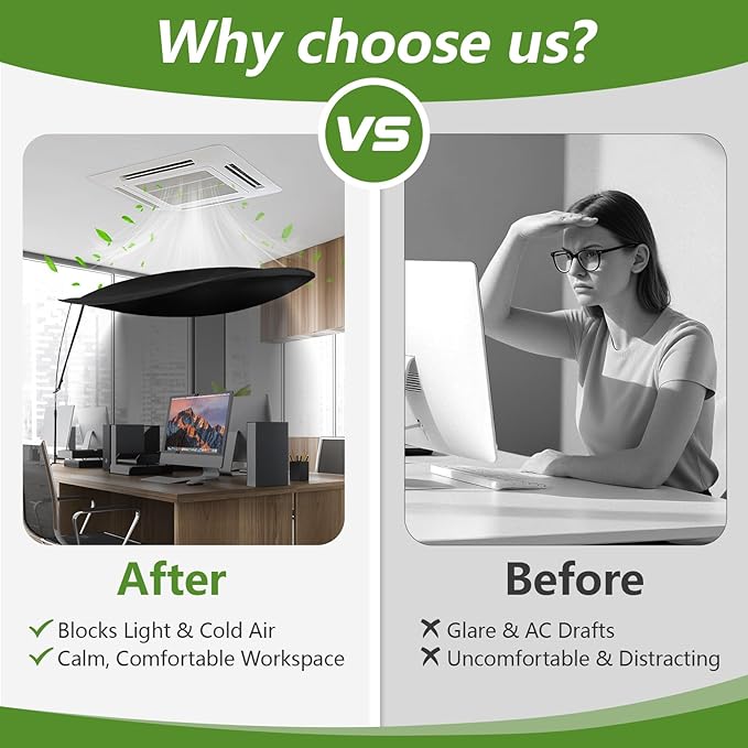 55 Inch Office Cubicle and Desk Shade – Blocks Light and Air Conditioning Airflow, Creates a Private and Comfortable Workspace