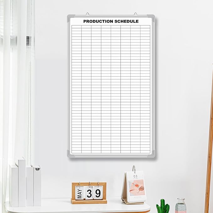 Lined Whiteboard Blank Grid Aluminum Frame Dry Erase Board Reusable Wall Mounted Board for Scheduling, to Do Lists Weekly Planning Home Work(36 x 24 Inch,Product Schedule)
