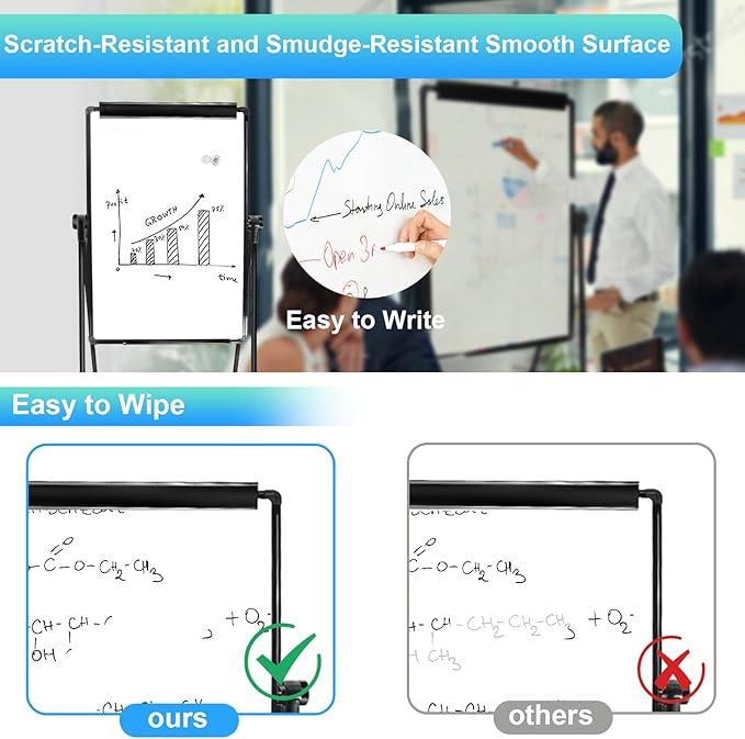 Stand White Board - 40 x 28 Inch Double Sided Magnetic Dry Erase Board with Stand Height Adjustable, Home Office Classroom School Teacher Use