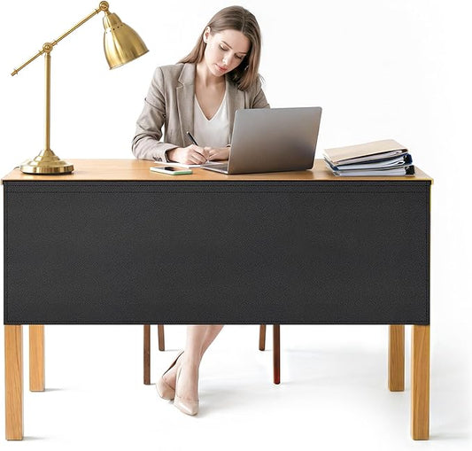 HolyMaji 48" Under Desk Privacy Panel Self-Adhesive Modesty Panel 600D Heavy Duty Desk Skirt Privacy Divider for Office Home or Standing Workstation Concealer Shield