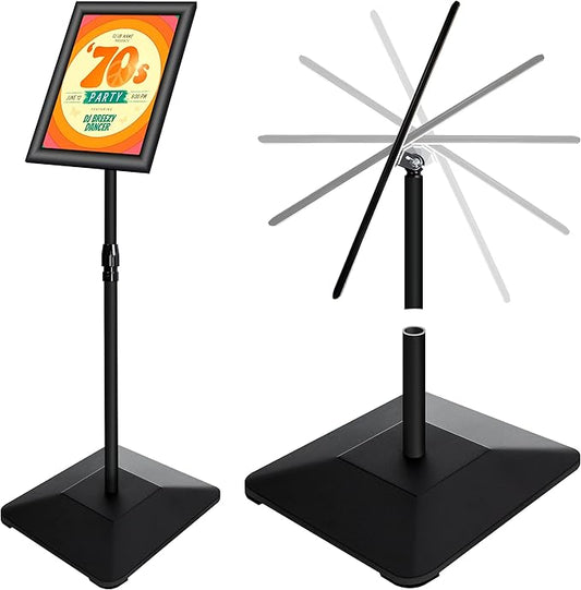VAIIGO 8.5"x11" Pedestal Poster Holder Stand with Heavy Duty Solid Steel Base, Adjustable Floor Standing Sign Holder for Vertical and Horizontal View, Super Stable Display, Black