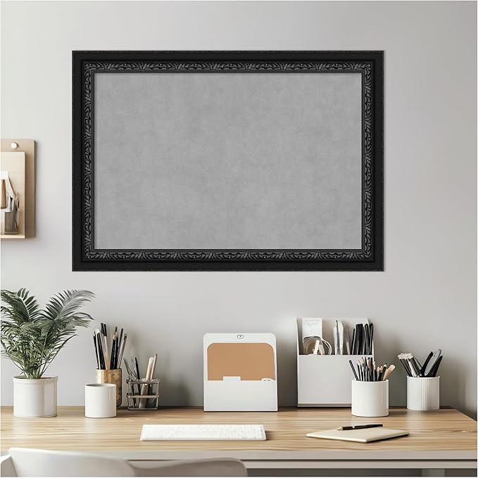 Amanti Art Black Framed Magnetic Board 20x28 Medium Vision Board for use with Magnets, 100% Metal Sheet to Display Items as Office Decor or for Home Organization in mudroom, Kitchen or Kids Room